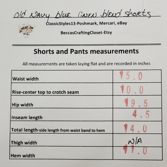 Old Navy Everyday Short high rise chambray blue floral size 4 NWOT - Picture 8 of 8